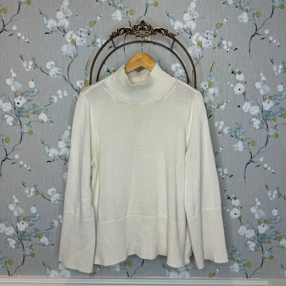 Free Assembly Cream Long Sleeve Turtleneck Knit Sweater Size Large